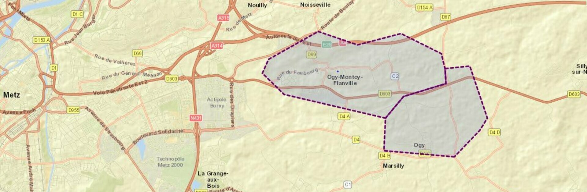 Plan d'accès à Ogy-Montoy-Flanville