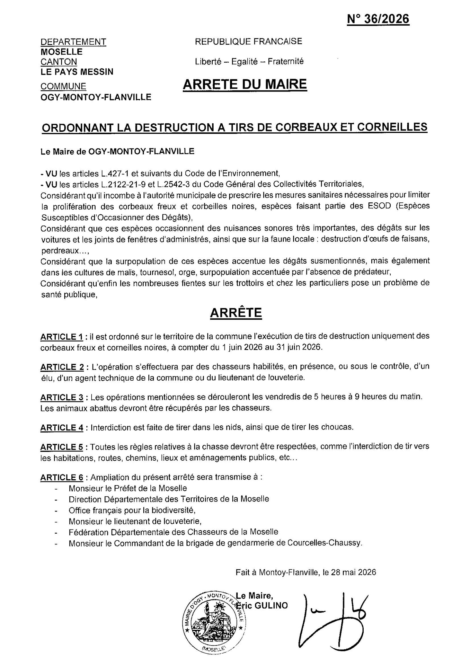ARRETE TIRS CORBEUAX CORNEILLES